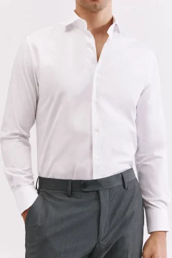 Cortefiel Camisa vestir lisa fácil plancha Blanco Clearance