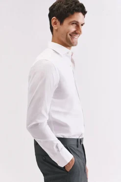 Cortefiel Camisa vestir lisa fácil plancha Blanco Clearance