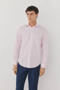 Pedro del Hierro Camisa vestir lisa non iron + antimanchas Rosa Outlet