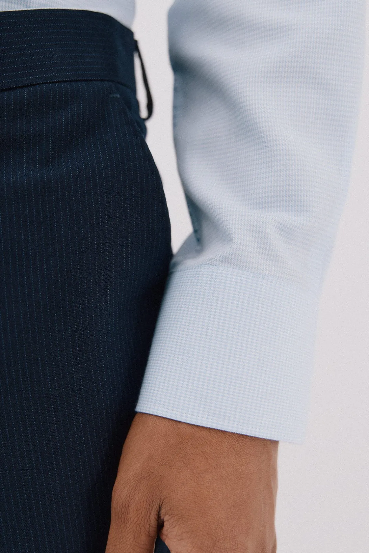 Cortefiel Camisa vestir pata de gallo algodón tencel Azul Best