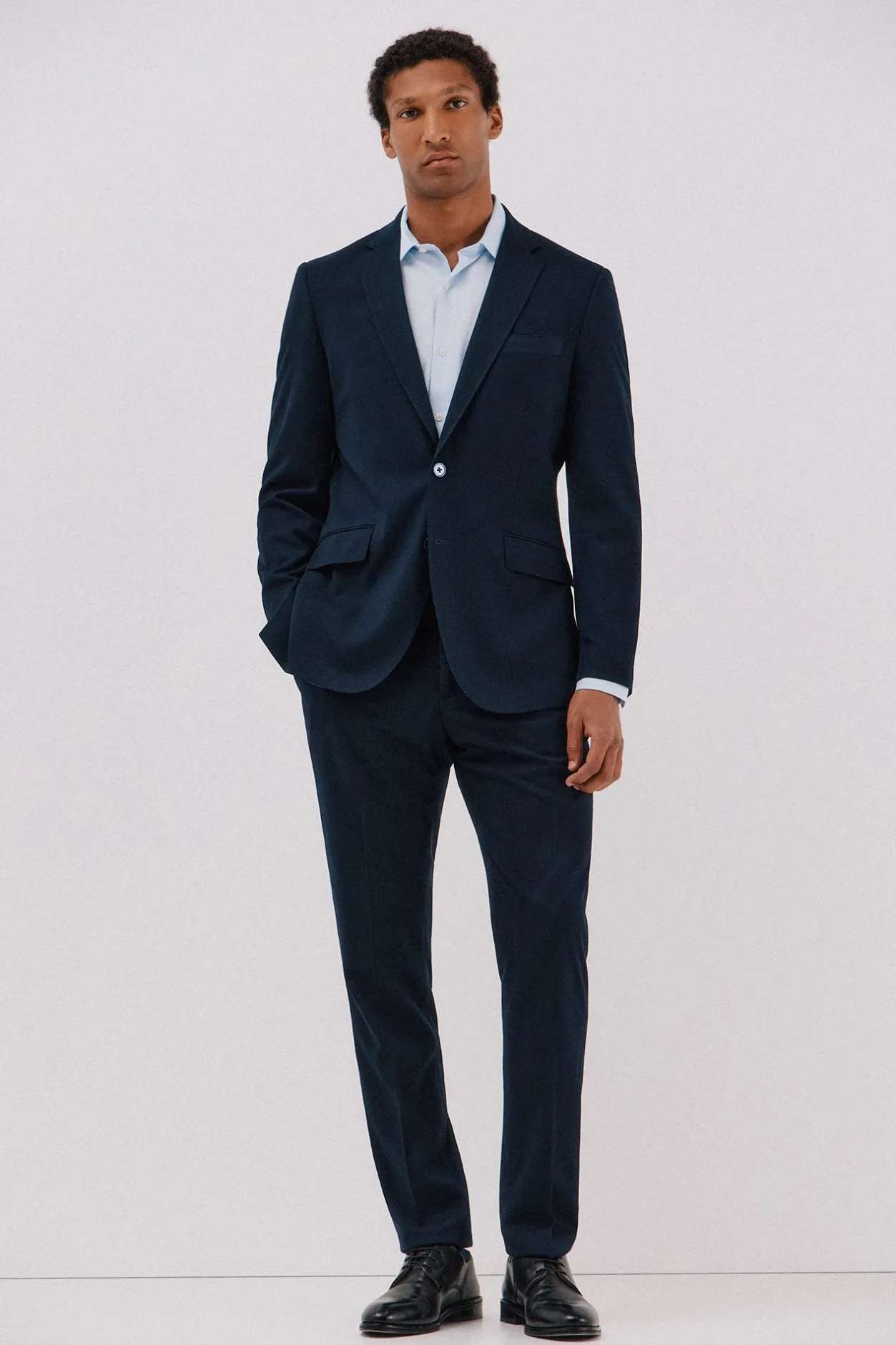 Cortefiel Camisa vestir pata de gallo algodón tencel Azul Best