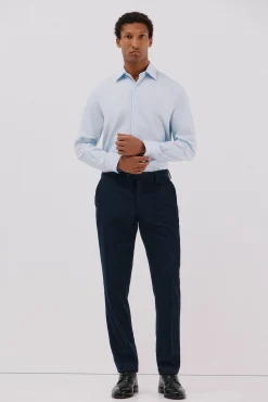 Cortefiel Camisa vestir pata de gallo algodón tencel Azul Best