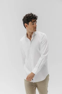 elPulpo Camisa vestir popelín elástico Blanco Clearance