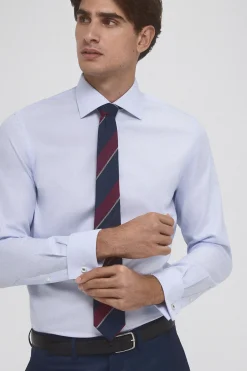 Pedro del Hierro Camisa vestir puño gemelo non iron y antimanchas lisa tailored fit Azul Best