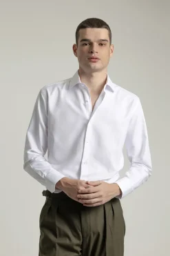 PuroEGO Camisa vestir regular fit twill Blanco Outlet