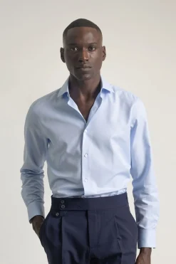 PuroEGO Camisa vestir regular fit twill Azul Discount