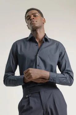 PuroEGO Camisa vestir regular fit popelin Azul marino Best