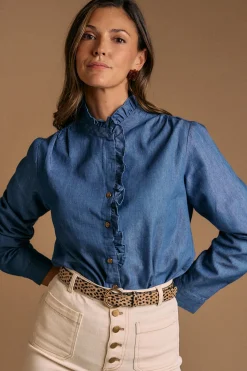Polín Et Moi Camisa volantes denim Javiera Azul