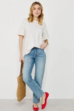 Vila Camiseta algodón orgánico con calados Blanco Discount