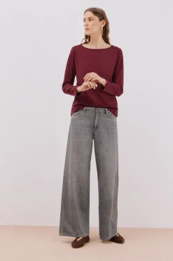 Cortefiel Camiseta barco botones Vino