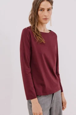 Cortefiel Camiseta barco botones Vino