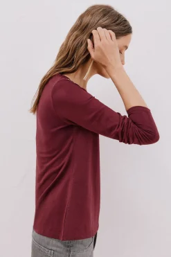 Cortefiel Camiseta barco botones Vino