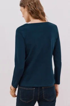 Cortefiel Camiseta barco botones Azul marino