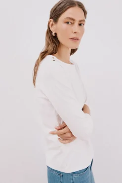 Cortefiel Camiseta barco botones Blanco Discount