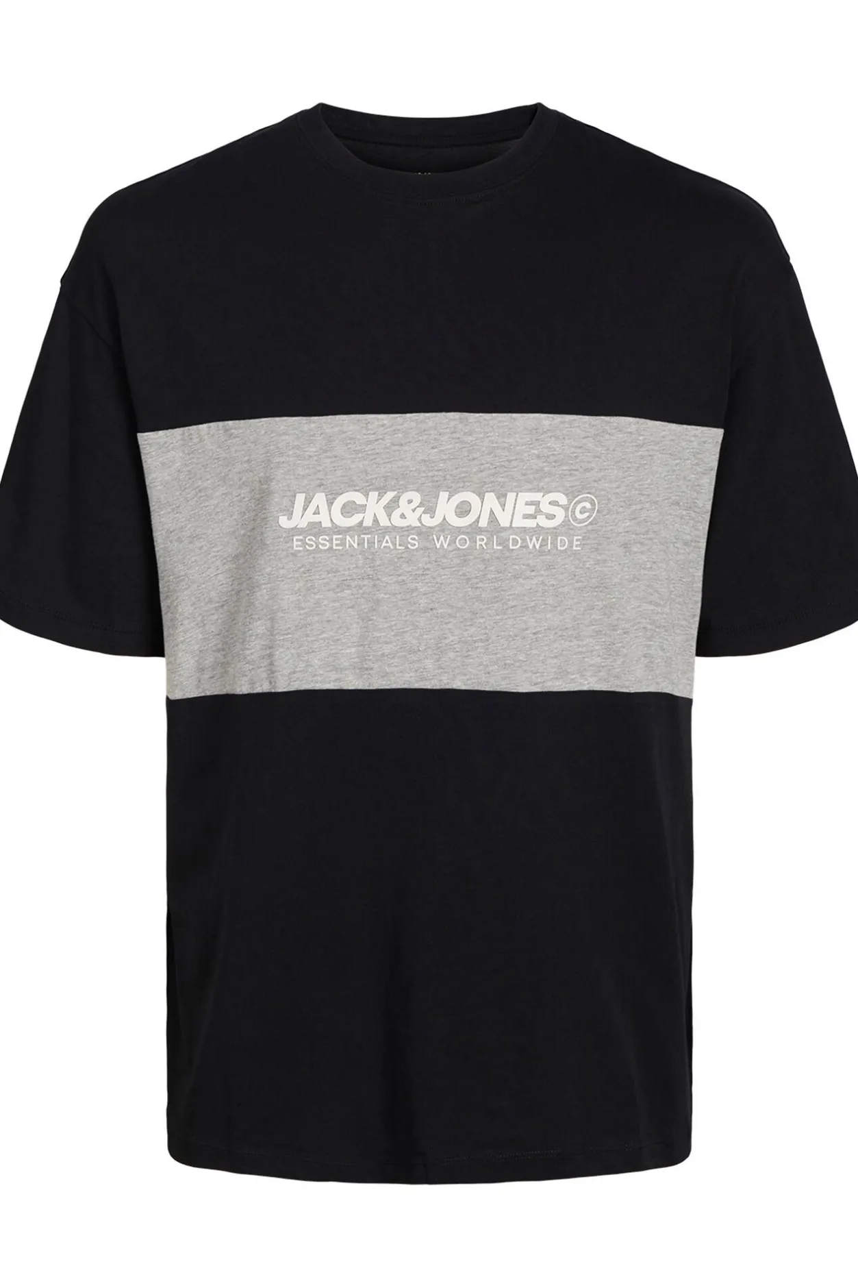 Jack & Jones Camiseta bicolor logo frontal negro Outlet