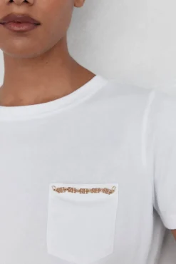 Pedro del Hierro Camiseta bolsillo cadena Blanco Clearance
