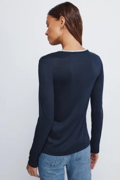 Springfield Camiseta botones hombro cuello azul