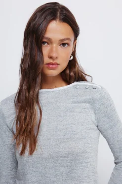 Springfield Camiseta botones hombro cuello gris Sale