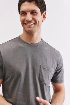 Cortefiel Camiseta básica bolsillo Gris Clearance