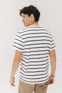 elPulpo Camiseta básica bordado rayas Blanco Discount