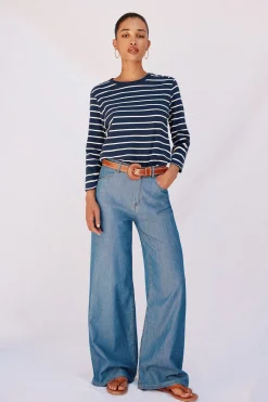 Cortefiel Camiseta básica botones dorados Estampado azul