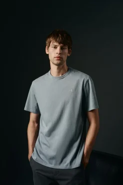 OOTO Camiseta básica con bordado avión Azul