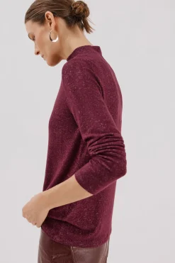 Cortefiel Camiseta básica cuello perkins Morado Hot