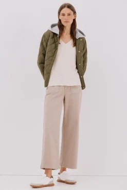 Cortefiel Camiseta básica cuello pico Marfil Discount