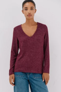 Cortefiel Camiseta básica cuello pico Morado Discount