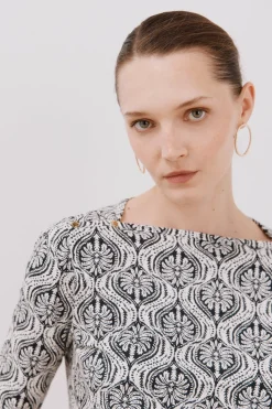 Cortefiel Camiseta básica escote barco Estampado gris Clearance