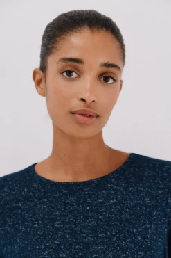 Cortefiel Camiseta básica escote caja Azul marino Outlet