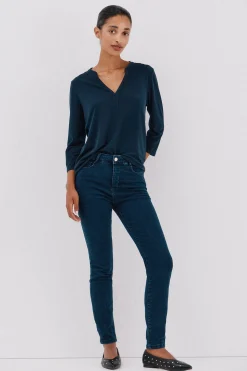 Cortefiel Camiseta básica escote mão Azul marino Best