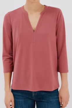 Cortefiel Camiseta básica escote mão Rosa Online