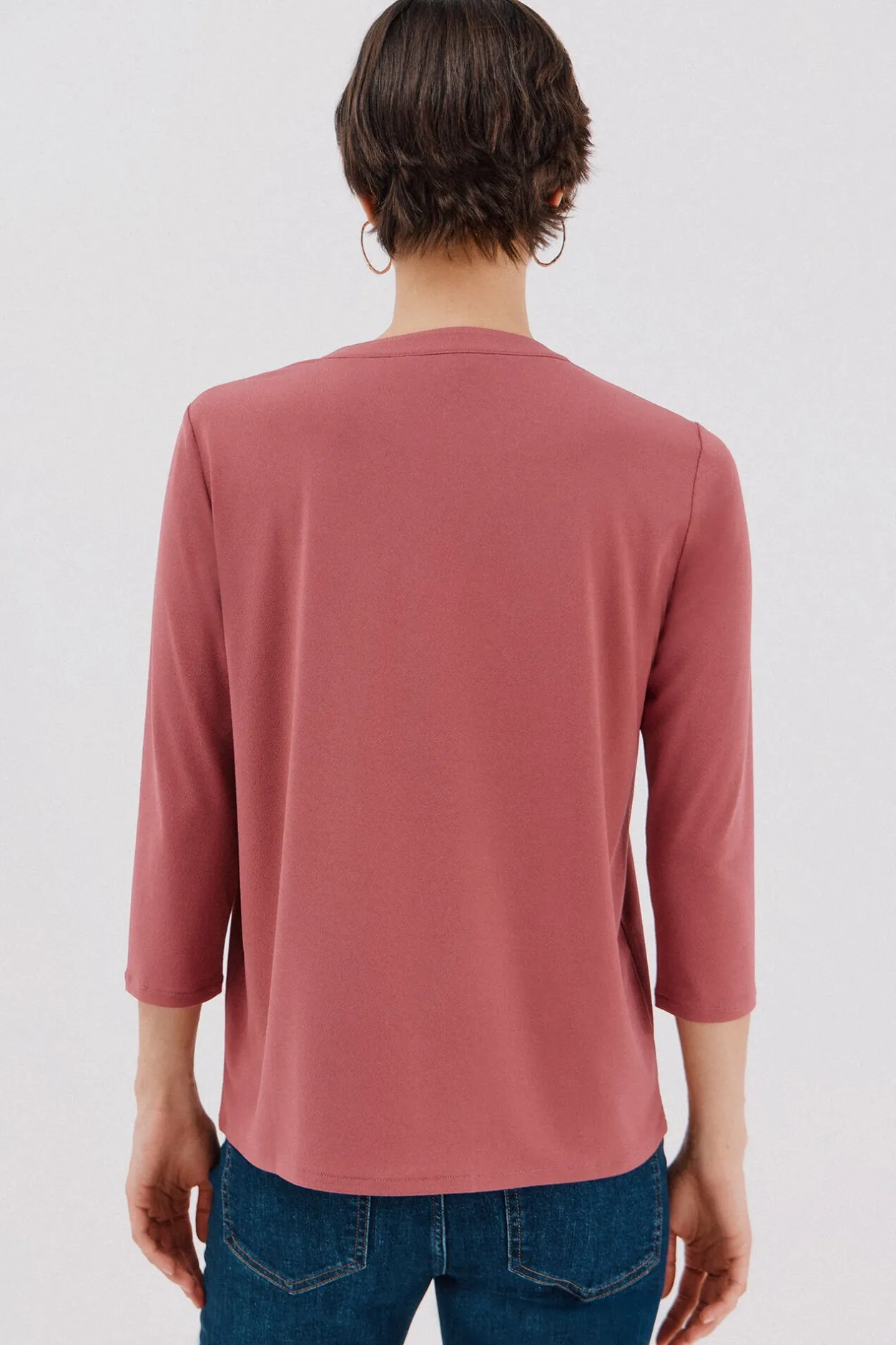 Cortefiel Camiseta básica escote mão Rosa Online