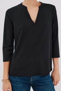 Cortefiel Camiseta básica escote mão Negro Best