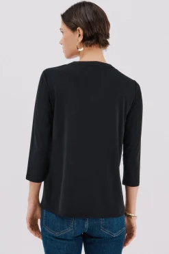 Cortefiel Camiseta básica escote mão Negro Best