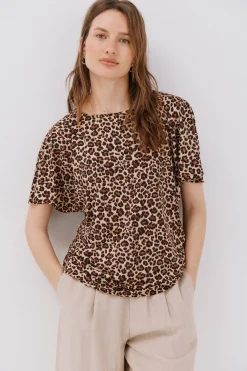 Cortefiel Camiseta básica fluida Estampado marrón Hot