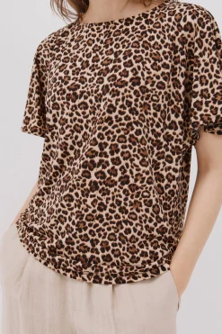 Cortefiel Camiseta básica fluida Estampado marr&oacute;n Hot