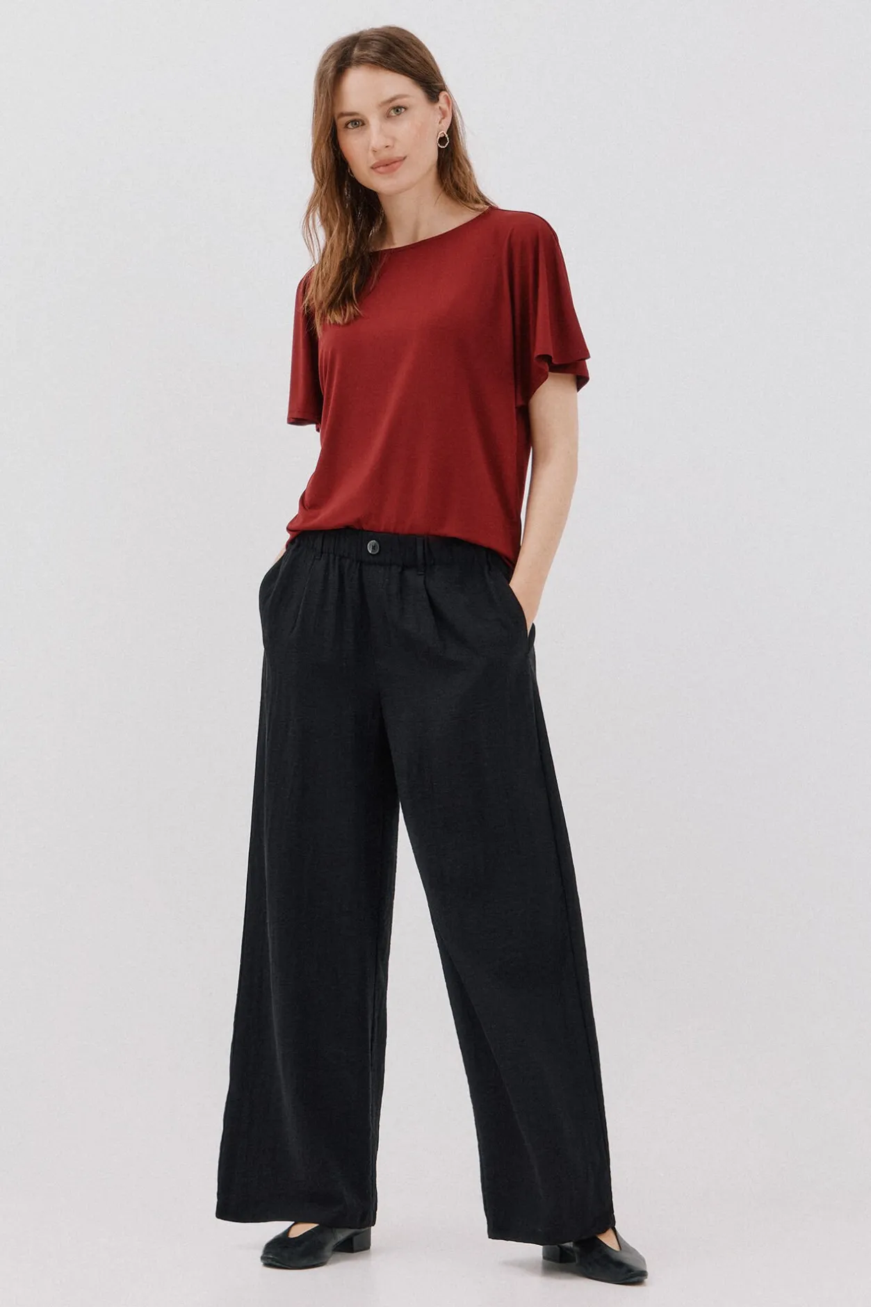 Cortefiel Camiseta básica fluida Vino Outlet