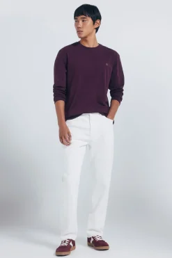 Springfield Camiseta básica manga larga acabado suave burdeos