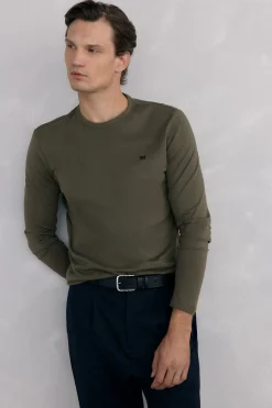 Pedro del Hierro Camiseta básica manga larga Verde Sale