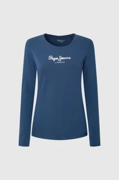 Pepe Jeans Camiseta básica manga larga logo frontal blanco Outlet