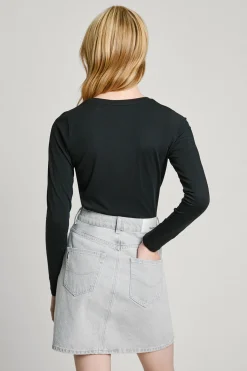 Pepe Jeans Camiseta básica manga larga logo frontal negro Hot