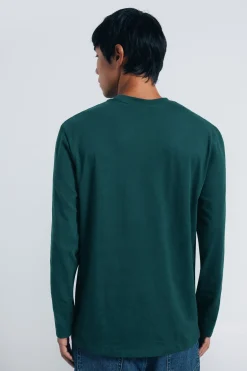 Springfield Camiseta básica manga larga acabado suave verde Hot