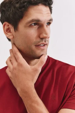 Cortefiel Camiseta básica piqué Granate Sale