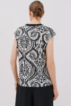 Cortefiel Camiseta básica sin magnas cuello mao Estampado blanco Discount