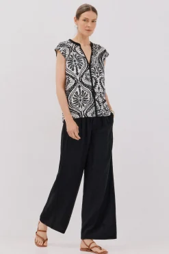 Cortefiel Camiseta básica sin magnas cuello mao Estampado blanco Discount