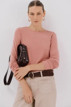 Cortefiel Camiseta caja botones Rosa Discount