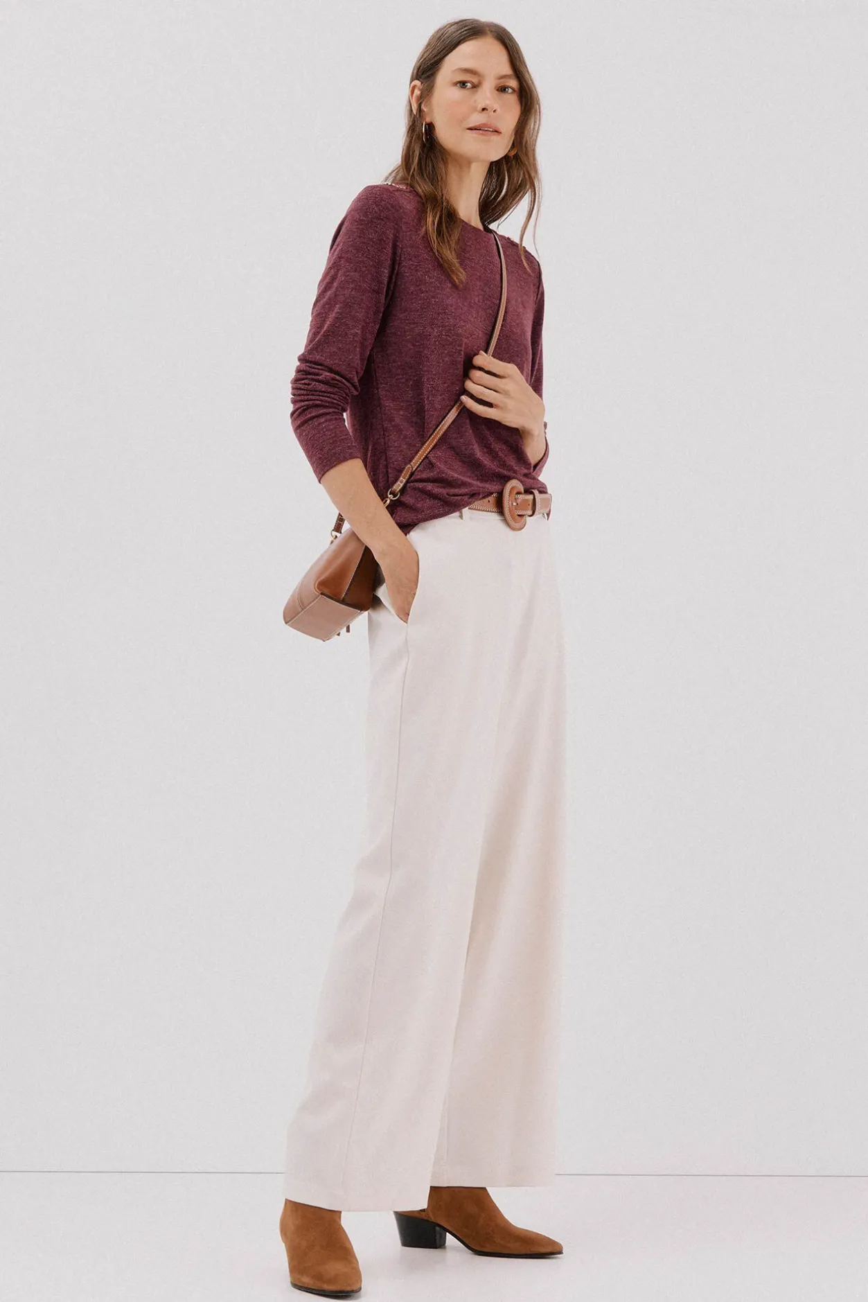 Cortefiel Camiseta caja botones Vino Clearance