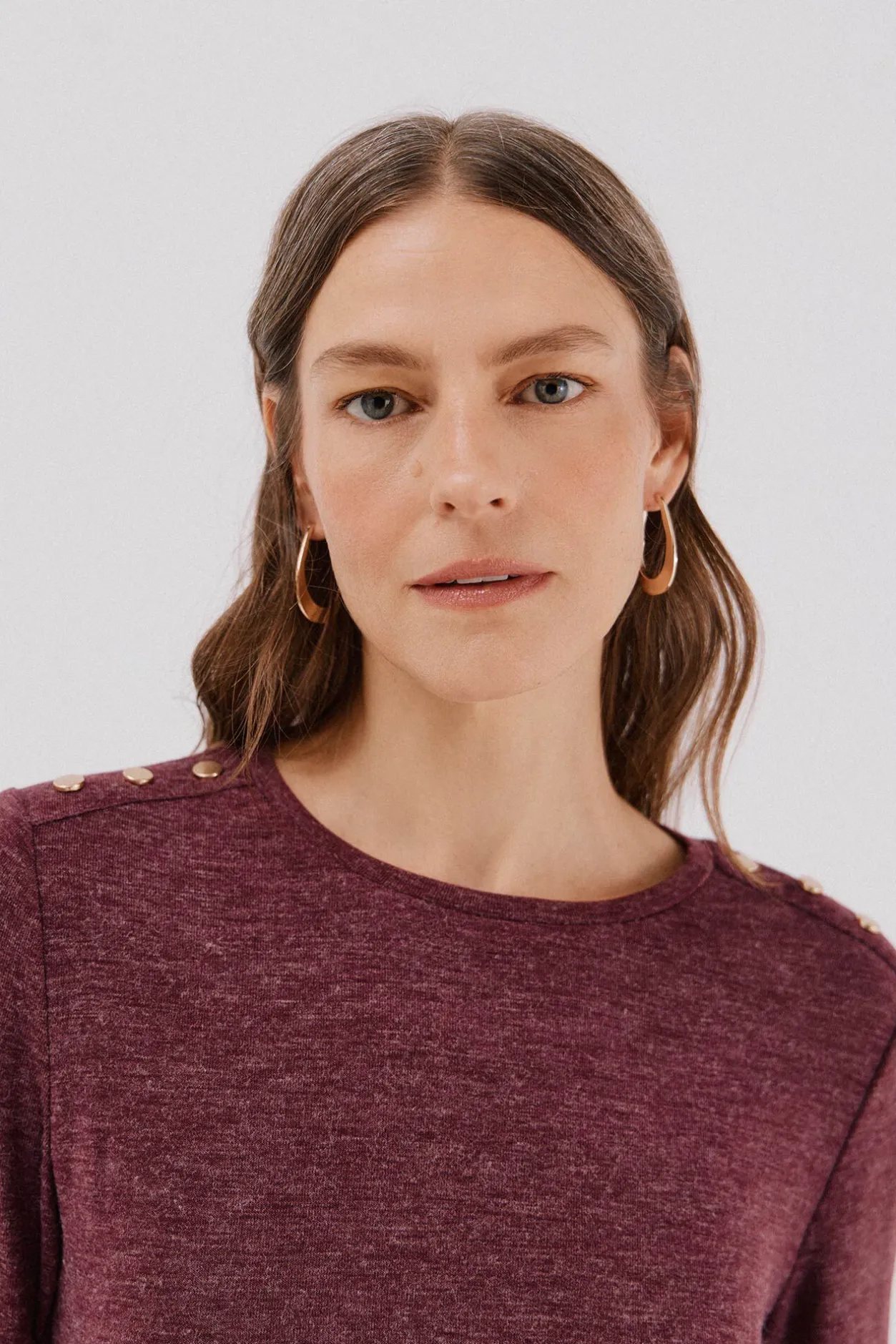 Cortefiel Camiseta caja botones Vino Clearance